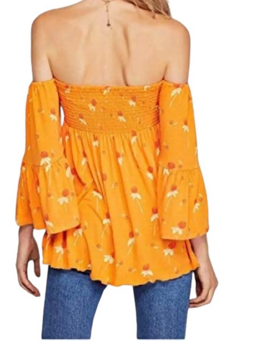 Free People Lana Tunic in Golden Poppy Off Shoulder SMALL